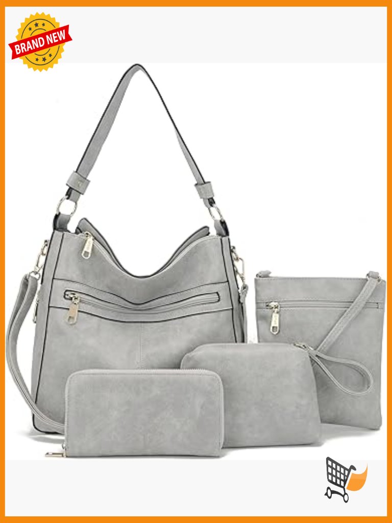 Large Hobo Crossbody Bag And Wallet Set 4-Piece Tote Purse Set